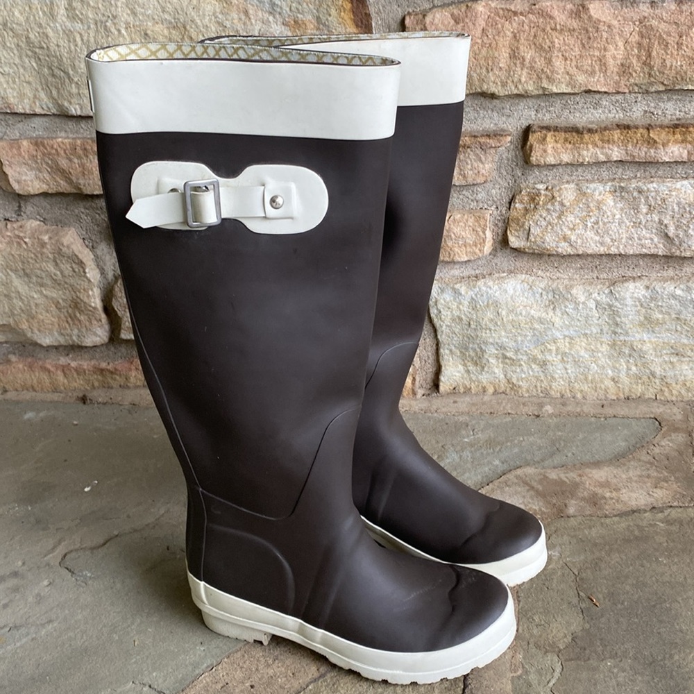 NU BOAT Women's Brown Matte Waterproof Rubber Rain Boots Size 5/36